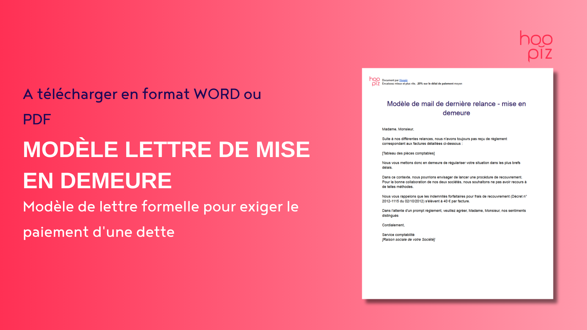 Mod le Lettre De Mise En Demeure Hoopiz Mod le Lettre De Mise En Demeure Hoopiz